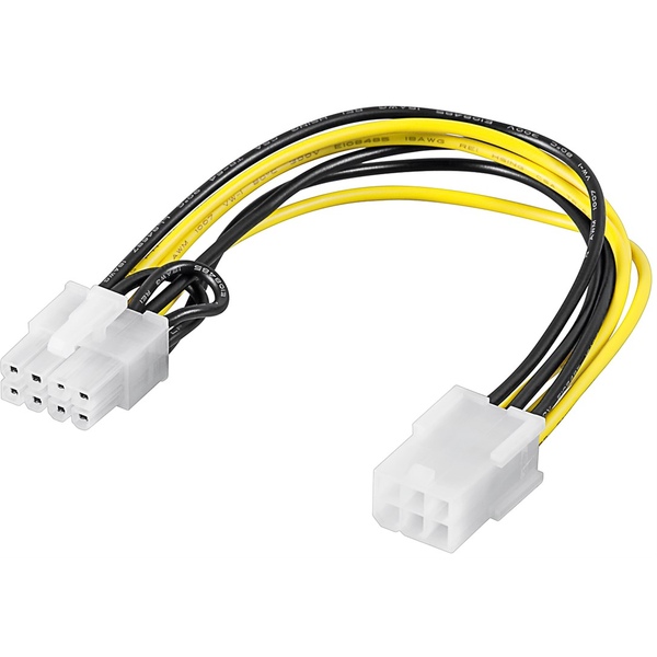 PC Grafikkarten Stromkabel/Stromadapter; PCI-E/PCI Express; 6 Pin zu 8 Pin PCIe Goobay 93635