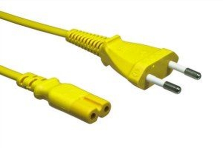 Euronetzkabel, gelb, 2-pol Eurostecker auf C7, 1,8m
