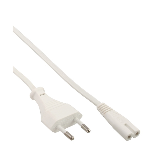 Netzkabel, Netzstecker auf Euro 8 C7 Stecker, weiß, 0,3m InLine 16603W
