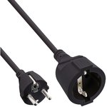 Stromkabel-Verl&auml;ngerung 220V, Schutzkontaktstecker gerade, Kindersicherung, 3x 1,5mm², schwarz, 2m InLine® 16402