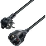 Schutzkontaktverl&auml;ngerung mit Flachstecker, Schwarz, 2m rmLine® 38089