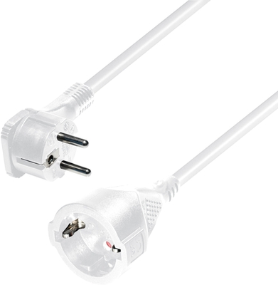Schutzkontaktverlängerung mit Flachstecker, Weiss, 5m rmLine 38087