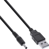 USB DC Stromadapterkabel, USB A Stecker zu DC 3,5x1,35mm, 5V, 3A, 15 Watt, schwarz, 1m Inline 26806A