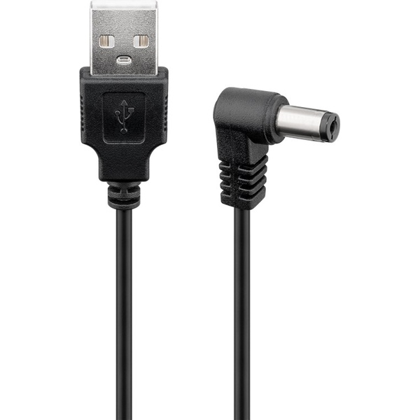USB-DC-Kabel 5,5 x 2,5mm, 5V, 1A, Stromübertragung von USB-A-Port zu DC-Geräten, 0,5m Goobay 55154