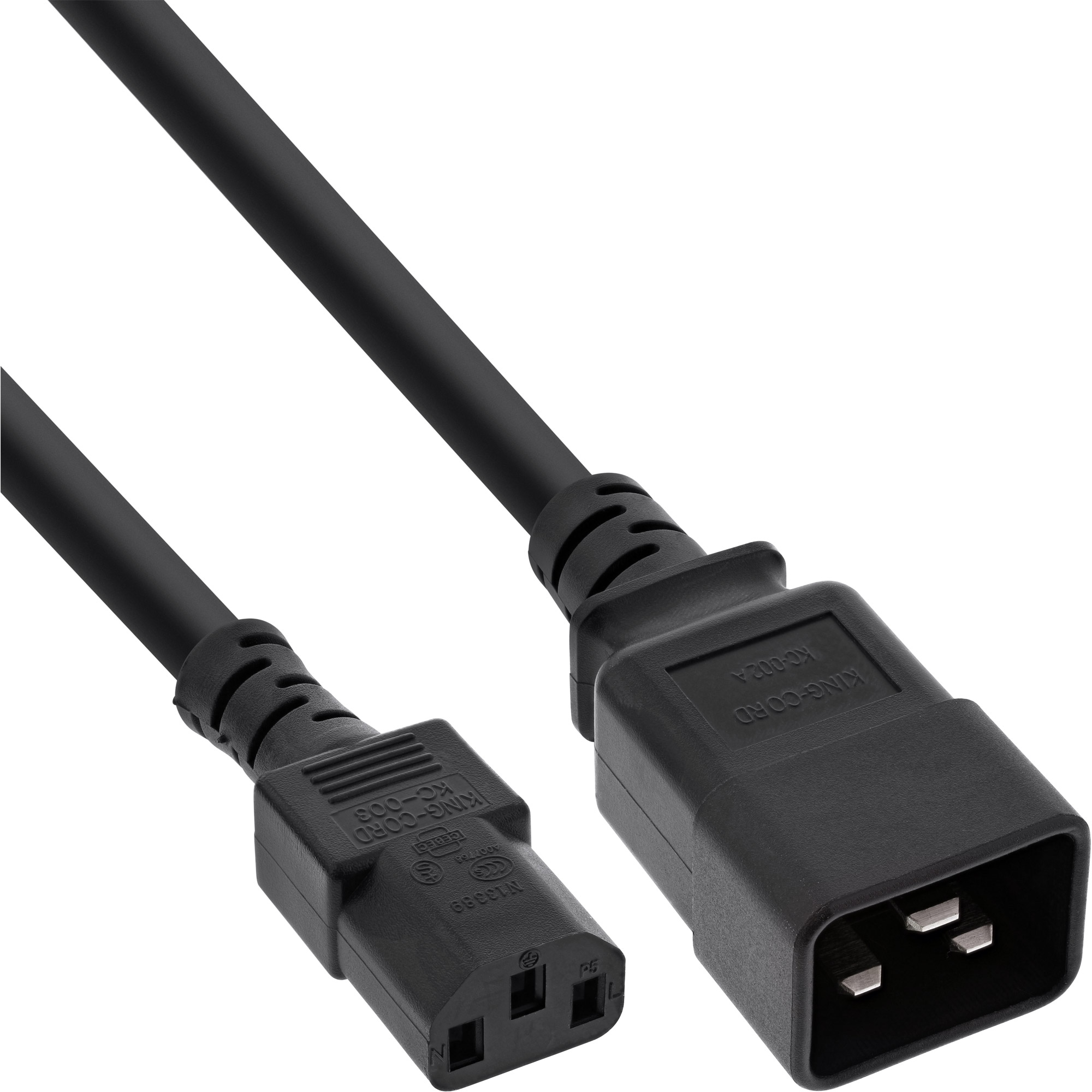 1m Netz Adapterkabel, C20 auf C13, 1,5mm², schwarz, 1m InLine 16659C