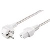 Warmgeräte Anschlusskabel, 2m, 0,75mm², Weiß/Silber, Schutzkontaktstecker auf Gerätebuchse C15 Goobay 93314