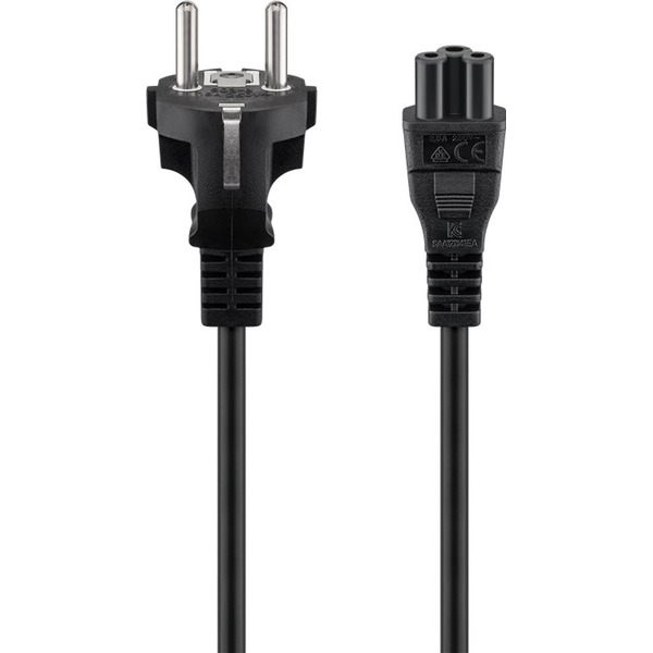Netzkabel mit Schutzkontakt, C5, schwarz 2m Goobay 70765