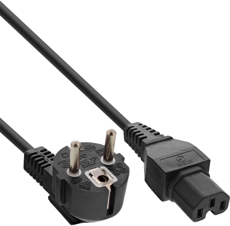 InLine® Netzkabel, Schutzkontakt gewinkelt auf Warmgerätestecker C15 gerade, schwarz, 5m InLine 16810F