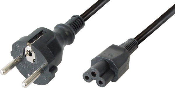 Notebook Stromkabel, 2m, Schwarz, Netzstecker gerade auf C5, 2m rmLine 2864