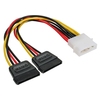 Strom Y-Kabel intern, 4 PIN Molex Buchse (5,25 Zoll) an 2x 15pol SATA Stromstecker, 0,2m InLine 29672