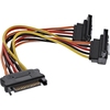 SATA 2xc Splitter Stromkabel, Buchse an 2x 90 Grad gewinkeltem SATA Stecker mit Metallclips