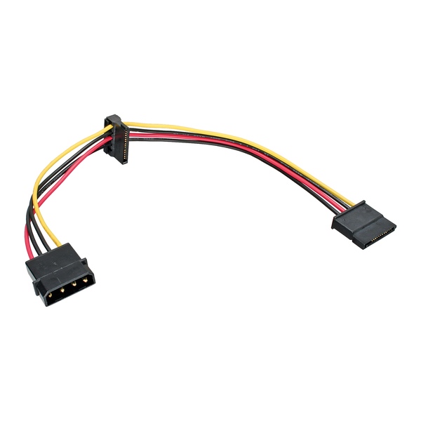 Stromkabel intern, 4 PIN Molex Buchse (5,25 Zoll) an 2x 15pol SATA Stecker, 0,3m InLine 29672C