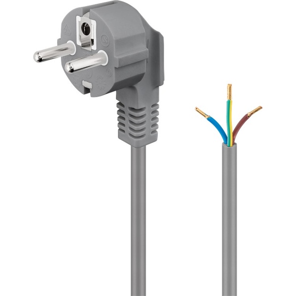 Netzkabel auf offenes Ende, 0,75qmm, 2m, Grau