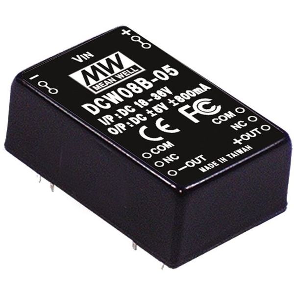DC/DC Wandler Serie DC W 8 W ±5 V 800 mA Typ C geschlossen MEAN WELL DCW08C-05