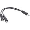 Y-Klinkenkabel, Weiche mit 3,5mm Klinke auf 2x 3,5mm Klinkenbuchse, 20cm