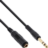 Kopfhörerverlängerung, 6,3mm Klinke Stecker auf Buchse, Stereo, vergoldete Kontakte, schwarz, 1m