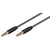 Klinke Verbindungskabel 3,5mm, Stereo, dünn (Slim), Klinke zu Klinke, schwarz, vergoldet, 1,5m Goobay 69106