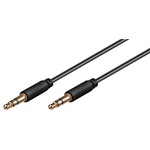 Klinke Verbindungskabel 3,5mm, Stereo, dünn (Slim), Klinke zu Klinke, schwarz, vergoldet, Kupfer, 0,5m