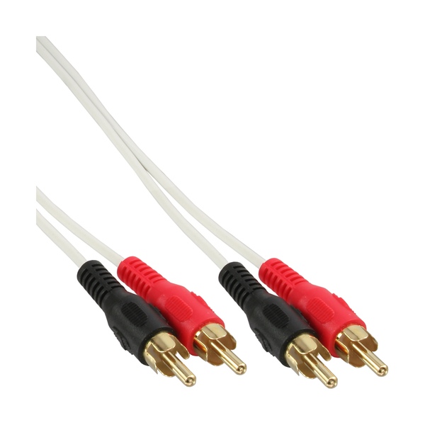 Cinch Kabel, 2x Cinch, Stereo, weiß, gold, 10m InLine 89933Y