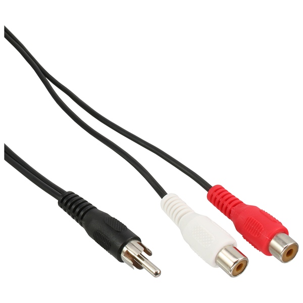 Cinch Y-Adapterkabel, Cincstecker auf 2x Cinchbuchse, 20cm, BULK InLine 89924