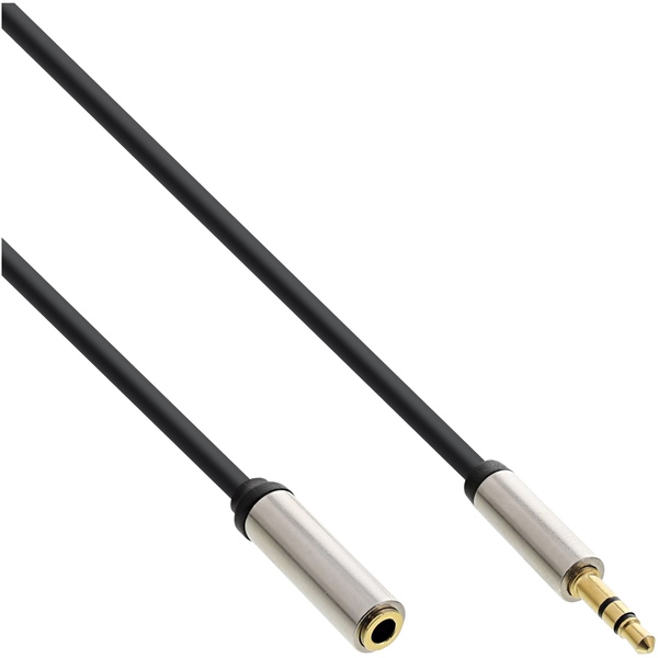 Slim Audio Verlängerung, 3,5mm Klinke Stecker auf Buchse, Stereo, 5m InLine 99235