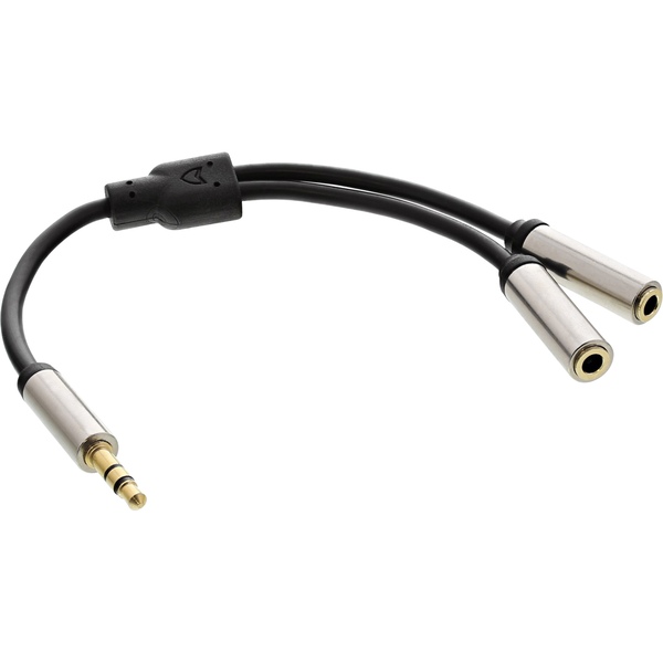 Slim Audio Y-Kabel, 3,5mm Klinke -Stecker auf 2x Klinke-Buchse , 0,15m InLine 99250