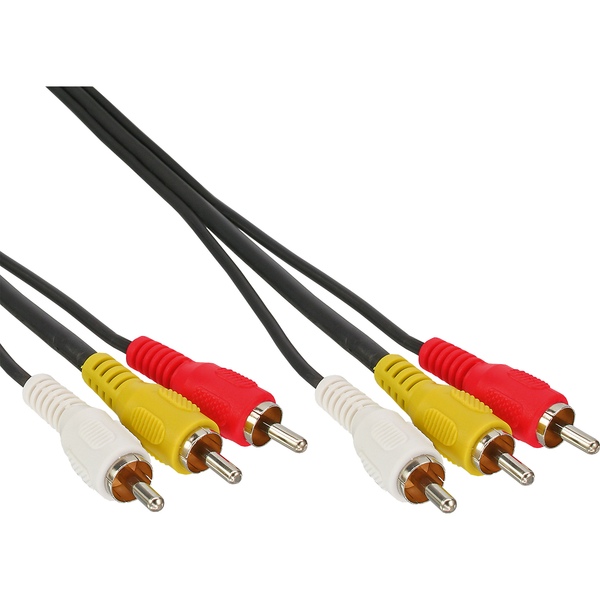 Basic Audio + Video Cinchkabel, 3x Cinch Stecker zu 3x Cinch Stecker 2m InLine 89996