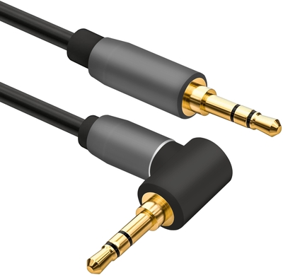helos® Anschlusskabel, Klinke 3,5mm Stecker/Stecker 90°, PREMIUM, Kontake vergoldet, schwarz 3m Helos 288710