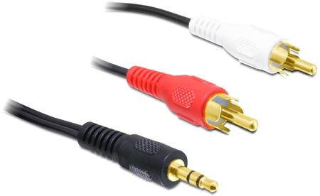 Delock® Audiokabel, 3,5 mm Klinkenstecker auf 2 x Cinch Stecker, Gold,  1,5m Delock 84000