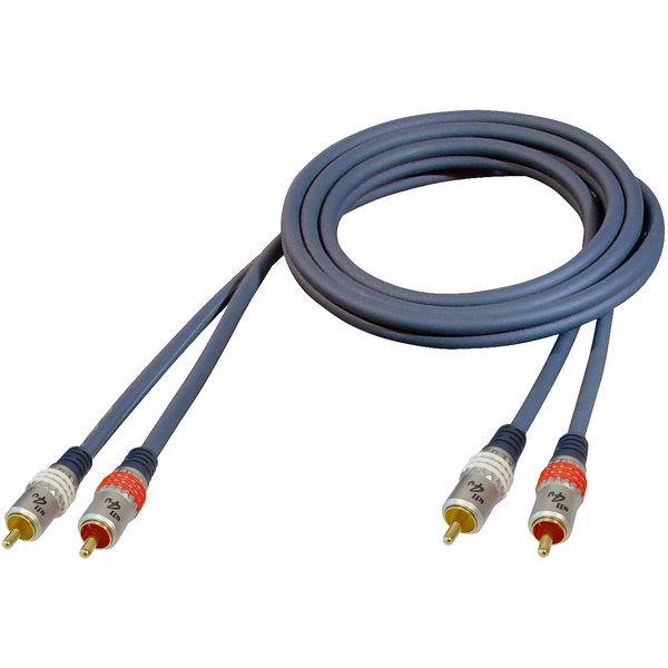 Stereo Cinchkabel, 4x Cinch Stecker, flexibel,  verchromte Metallstecker, blau, 3m rmLine 4391