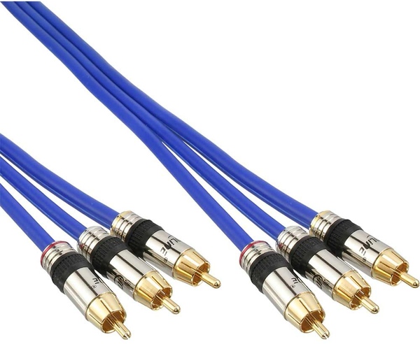 Profi Audio-Video Cinchkabel, 3x Cinch Stecker auf 2x Cinchstecker, Metallstecker, 5m InLine 89605P