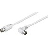 Antennen Anschlusskabel, Weiß, 70 dB, Koax-Stecker gerade auf Koax Winkelbuchse, 1,5m