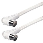 Antennenkabel Koaxialkabel, Winkelstecker auf Winkelbuchse, >85dB, weiss, 5m