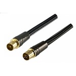Premium Antennenkabel, vergoldete Stecker, Nylon, Schwarz, 2m