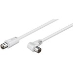 Antennen Anschlusskabel, Weiß, 70 dB, Koax-Stecker gerade auf Koax Winkelbuchse, 1,5m