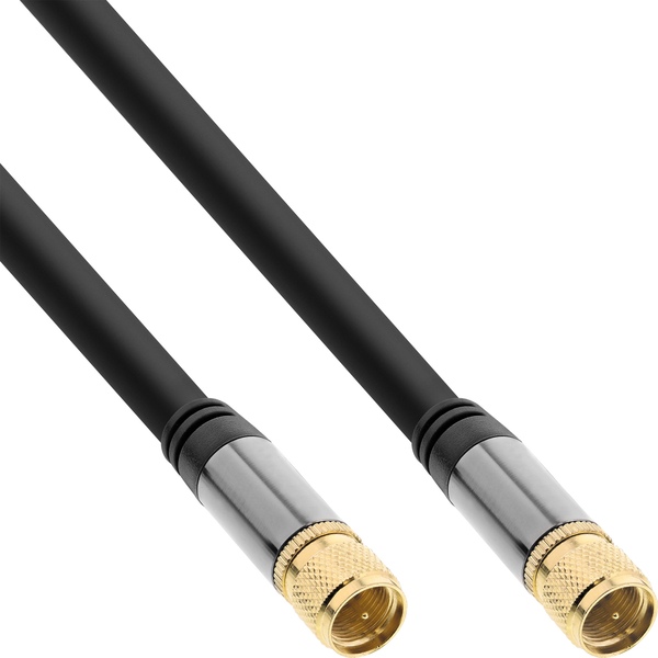 Premium SAT-Anschlusskabel, 4x geschirmt, 2x F-Stecker, >110dB, schwarz, 3m
