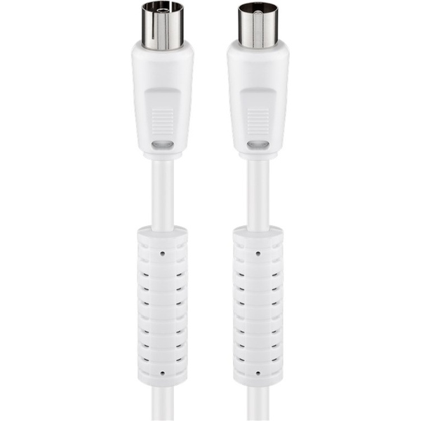 HQ Antennenkabel mit Mantelstromfilter, weiss,  80 dB,  2x Schirmung, 2,5m