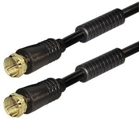 SAT Antennenkabel  Low Loss, 85db, 2x Ferritkern, vergoldete Kontakte, 2x F-Stecker, Schwarz 1,5m rmLine 6460