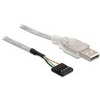 USB 2.0 Adapterkabel, A Stecker an 5-pol Header, 70cm Delock 83078