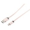USB 2.0 Sync- und Ladekabel, A Stecker auf USB Typ C Stecker, flex Stahlmantel, Rose, 1m s-conn 14-12002