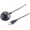 USB 2.0 Verlängerungskabel mit Sockel, Schwarz 1,5m