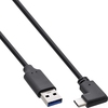 USB 3.2 Gen2x1 Kabel, Typ C Stecker gewinkelt an A Stecker, 10 Gb/s, 3A, schwarz, 2m Inline 35712W