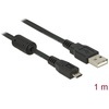 USB 2.0 Kabel mit Ferrit, A Stecker zu mirco-B Stecker, 3m Delock 82336