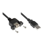 Verlängerung USB 2.0 Stecker A an Einbaubuchse A, 1m