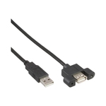 USB 2.0 A Stecker an A Einbaubuchse mit Flansch 60cm