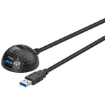 USB 3.0 Hi-Speed Verlängerungskabel mit Standfuss, Schwarz,  1,5m, Goobay 95918