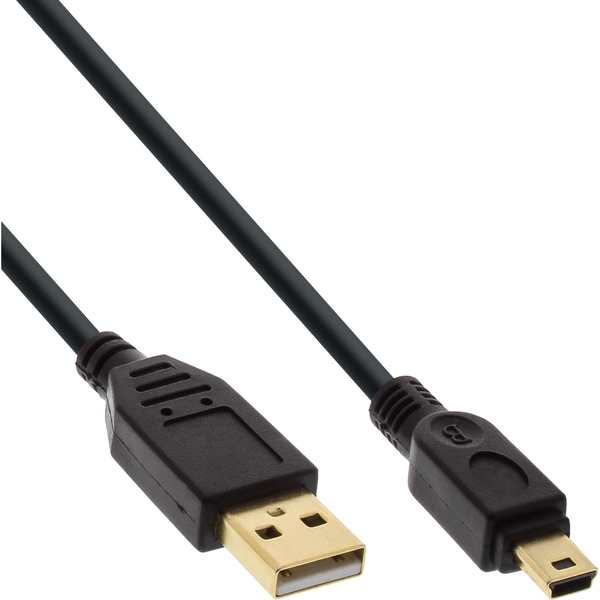 InLine® USB 2.0 Mini-Kabel, USB A Stecker an Mini-B Stecker (5pol.), schwarz, vergoldete Kontakte, 1,5m