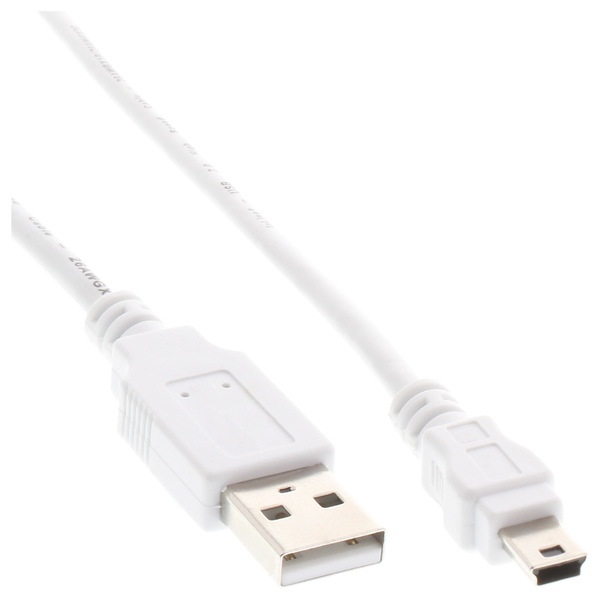 InLine® USB 2.0 Mini-Kabel, USB A Stecker an Mini-B Stecker (5pol.), weiß, 1m InLine 31810W