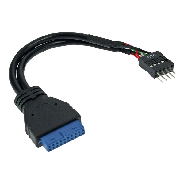 USB 3.0 zu 2.0 Adapterkabel intern, USB 3.0 auf USB 2.0 Pfostenanschluss, 0,15m InLine 33446I