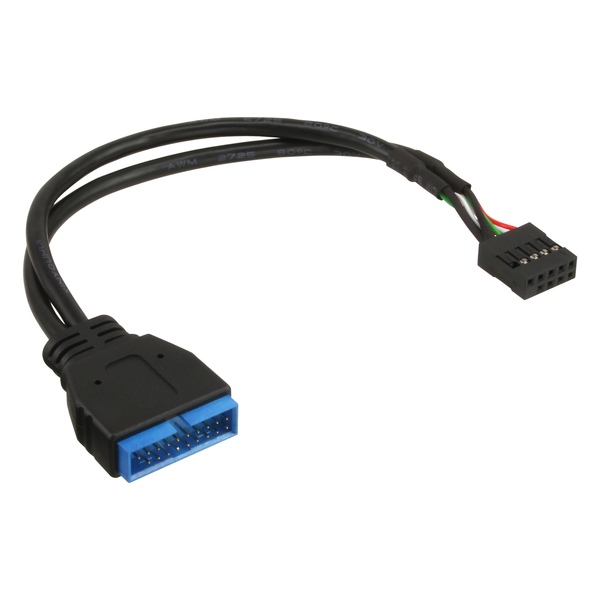 USB 2.0 zu 3.0 Adapterkabel intern, USB 2.0 Mainboard auf USB 3.0 intern, 0,3m InLine 33449M